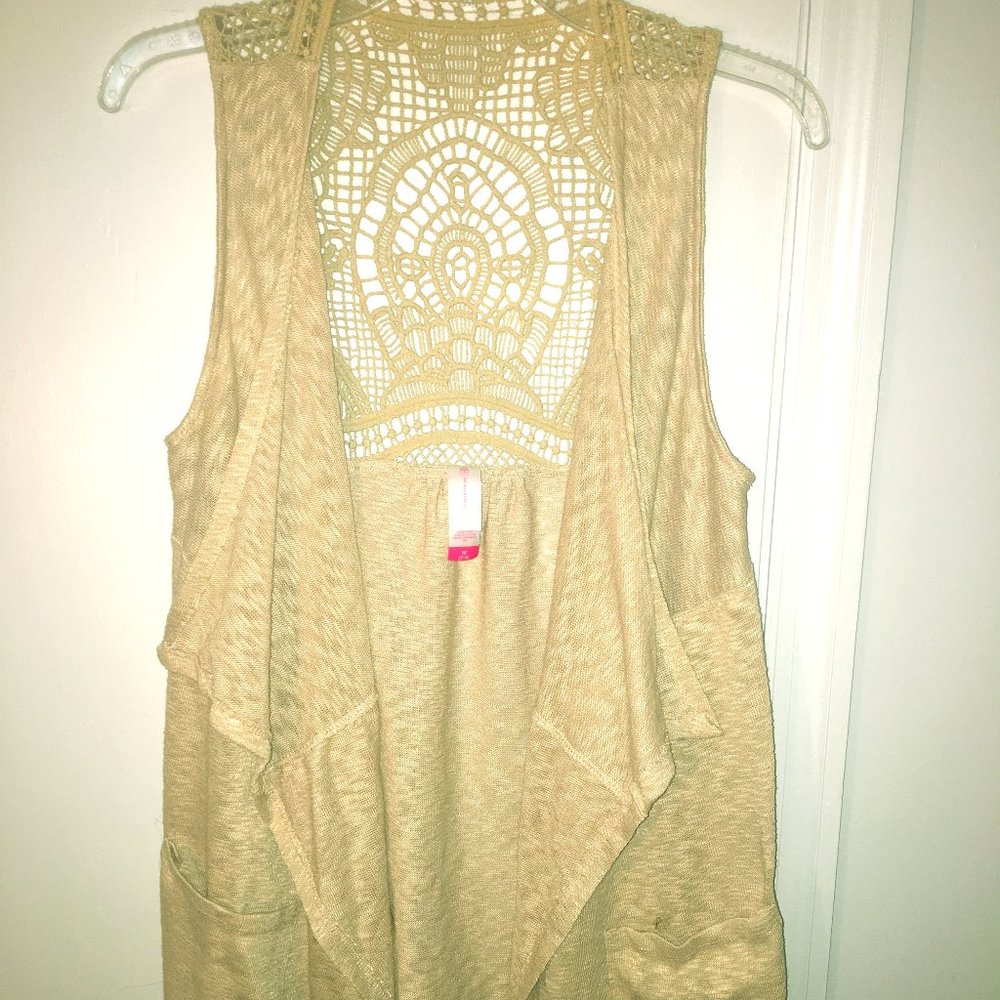 Women's Sleeveless Lightweight Cardigan Tan